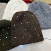 Full Rhinestone Heavy Industry Custom Drill Warm Wool Wool Hat Women's Autumn and Winter Versatile Double-layer Thickened Knitted Cold Hat Tide