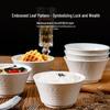 ZISIZ French Embossed Elegant White Ceramic Bowl Set