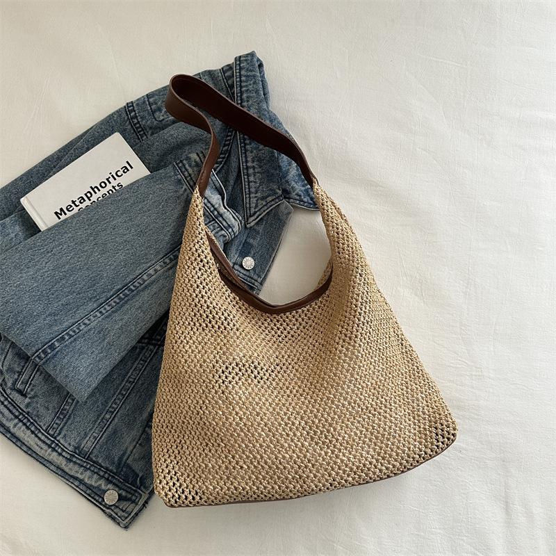 

Женская ручная тканая модная сумка Tooxika на одно плечо, сумка-тоут для путешествий на море кофейный