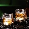Whiskey Glasses Rotating Cups 2pcs Tumbler Men Drinking Cocktail Wine Rum Glass