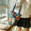 Yogodlns New Fashion Floral Pattern Bucket Bag Canvas Casual Shoulder Bag Large Capacity Creative Handbag for Women