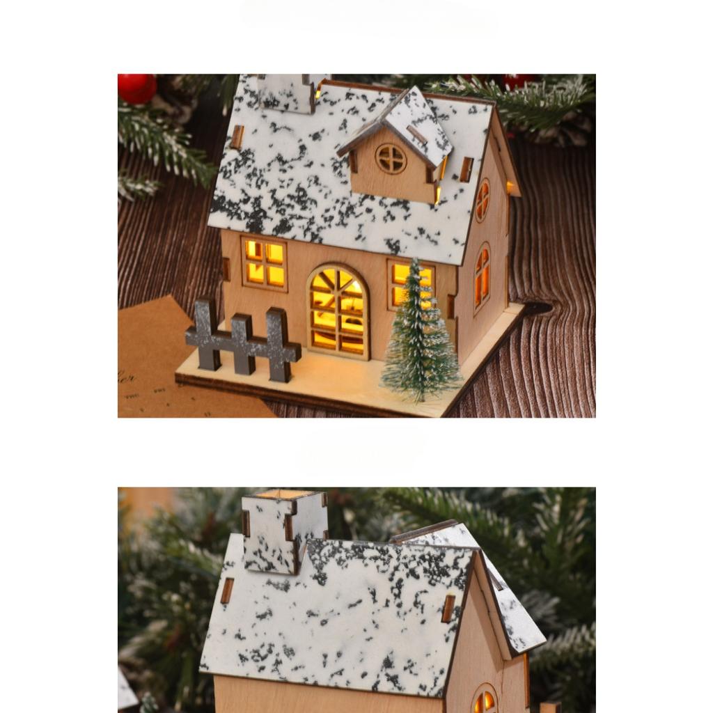 Christmas Decoration Luminous Wooden House LED Wooden Christmas House, Luminous Wooden House Decoration, Christmas Halloween Birthday Party