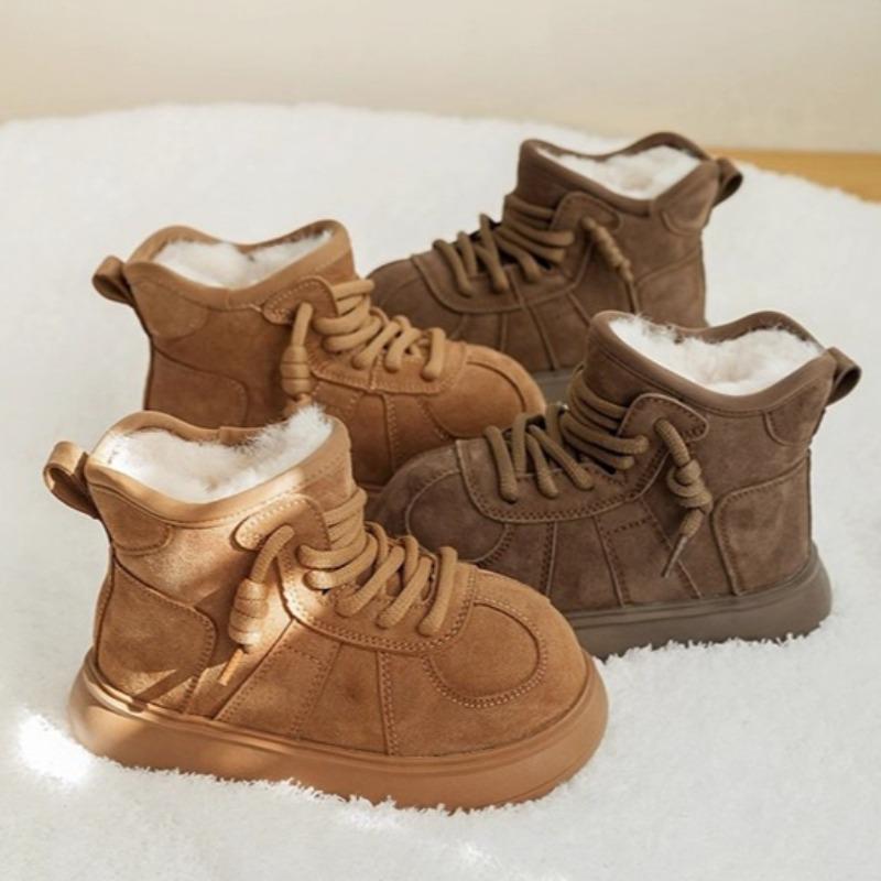 Winter Warm Snow Boots for Girls Thickened Fleece Lining Plush Cotton Shoes Children's Fleece-lined Cotton Boots Boys' Non-slip Soft-soled Loafers