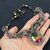 Bi-Color Tourmaline Necklace Jewelry, 999 Copper Wire Wrapped Gemstone Necklace Handmade Jewelry, For Memorial Day