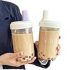 Botellas de Agua de 500/850ml Taza con Pajita Jugo Leche Taza de Plástico con Tapa Pajita Tazas para Té de Burbujas Café Gran Capacidad Artículos para Beber