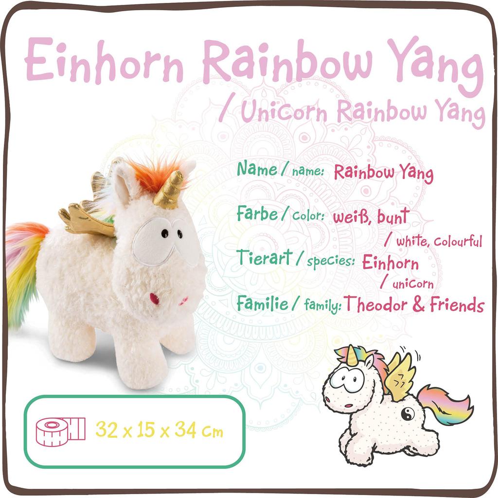 NICI Unicorn Rainbow Yan Plush White Toy, 32cm, Germany, 3047379,