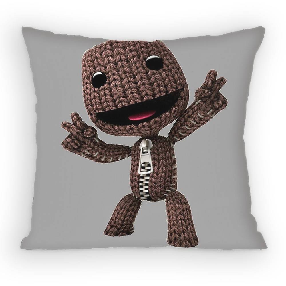 Funny LBP Sackboy Cartoon Style Pillow Case Antidustmite Pillowcase Invisible zipper silky short plush Sofa cushion cover