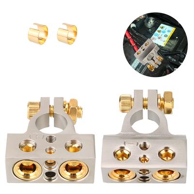 Car Battery Terminal Connectors With 2 Clear Covers Shims 2Pcs Positive Negative 0/2/4/8/10 Gauge