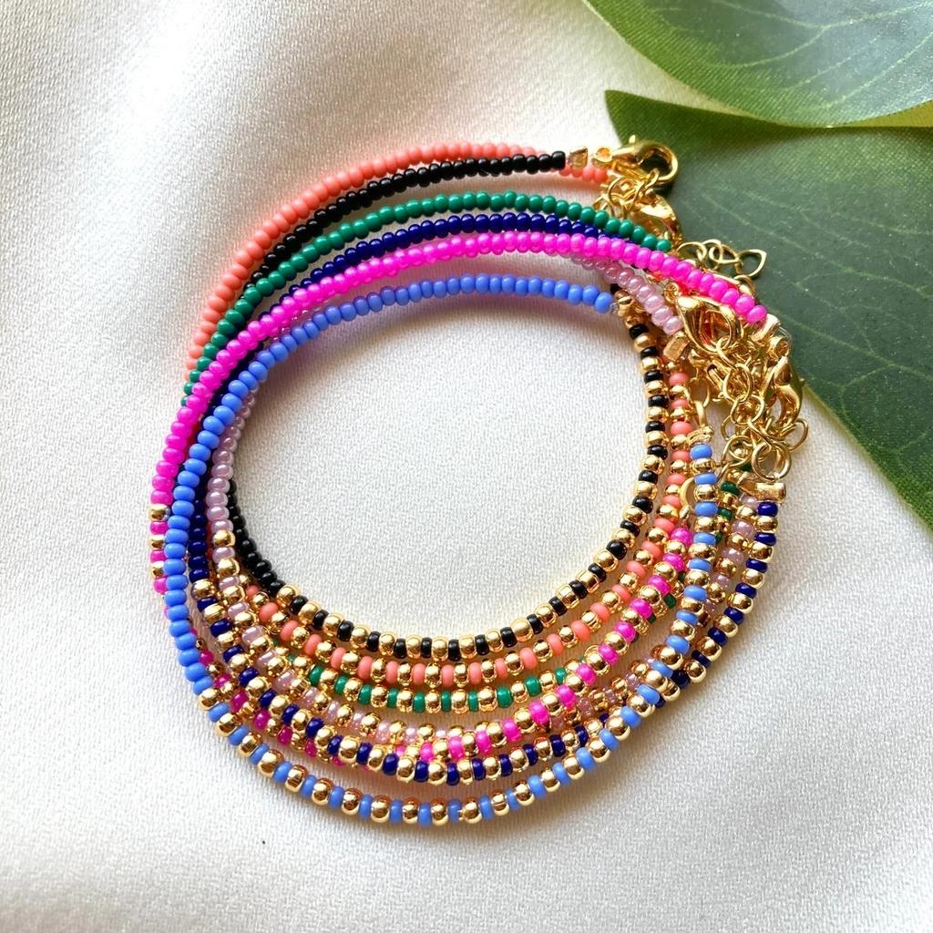 Vlen Multicolor Boho  Miyuki Seed Beads Dainty Bracelets for Women Gold Plated Beads Bracelet Stack Surf Pulseras Summer Jewelry