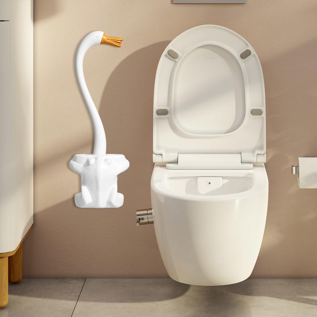 Spazzolino per WC da Parete con Manico Lungo, Senza Foratura, Design Creativo e Originale per la Pulizia del Bagno