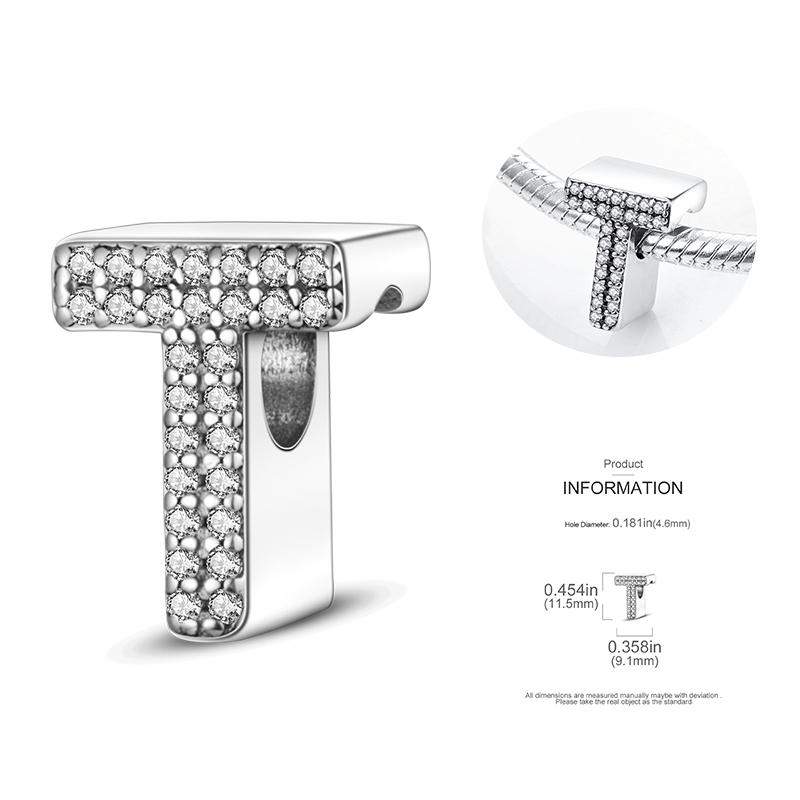 26 A-Z Alphabetperlen Kupfer Liebesbrief-Anhänger Passend für Original 3mm Damenarmband Armreif Cz Zirkonperle DIY Schmuck Geschenk