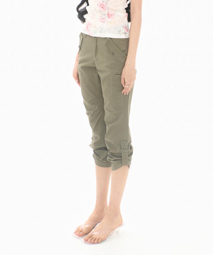 Pantalon cargo Capri enroulable Mileko Kaki