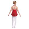 Girls Sleeveless Round Collar Shiny Rhinestone Sequins Floral Patchwork Skating Dance Dress