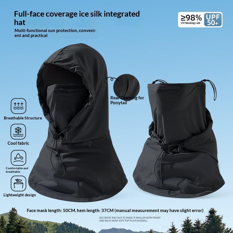 

1pc Ice Silk Lightweight Summer Outdoor Cycling Sun Protection Face Mask Long Neck Cover Integrat Multi-Functional Balaclava Hat Adjustable чёрный