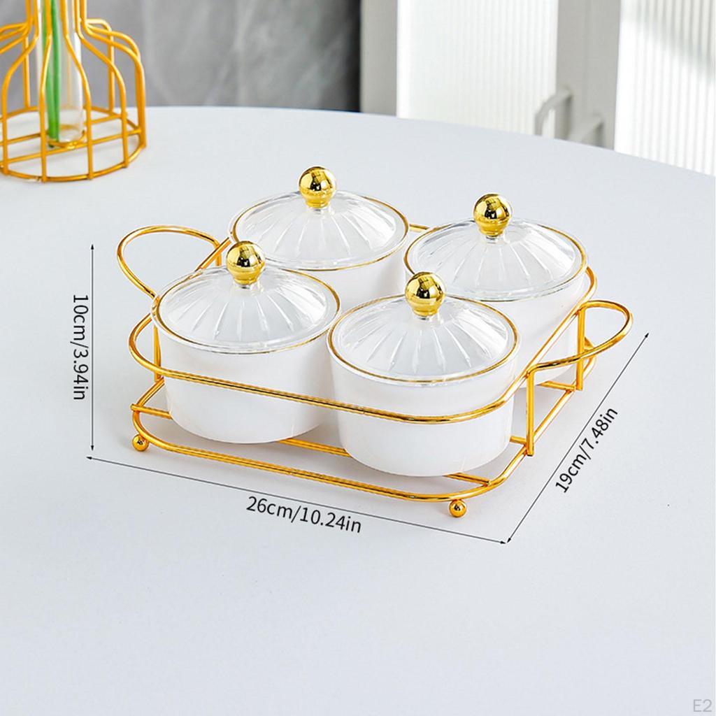 4 Compartment Dried Fruit Serving Set with Lids for Snacks and Candy