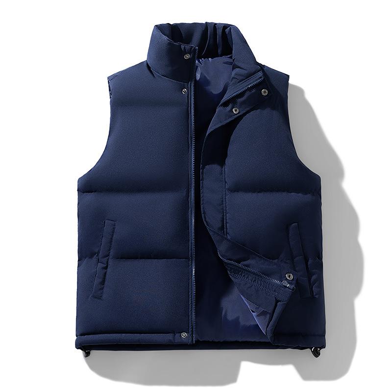 Herbst und Winter Verdickte Warme Stehkragen Einfarbige Weste Herren Trend Locker Ärmellose Weste Weste