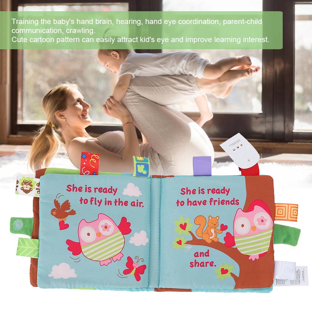 Infant Cloth Book Cute Animal Learning Rattle Wear Resistant Educational ToyType B