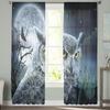 Moon Owl Bat Night Spooky Forest Chiffon Sheer Curtains for Living Room Bedroom Home Decor Window Voile Tulle Curtain Drapes