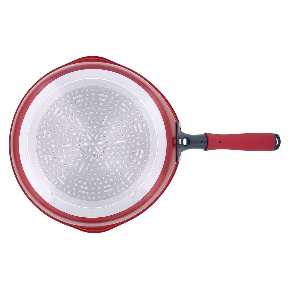 Bestco Frying IH Delicious Sign Evolt Pan, Deep, 28cm, Red, Compatible, NM-106,
