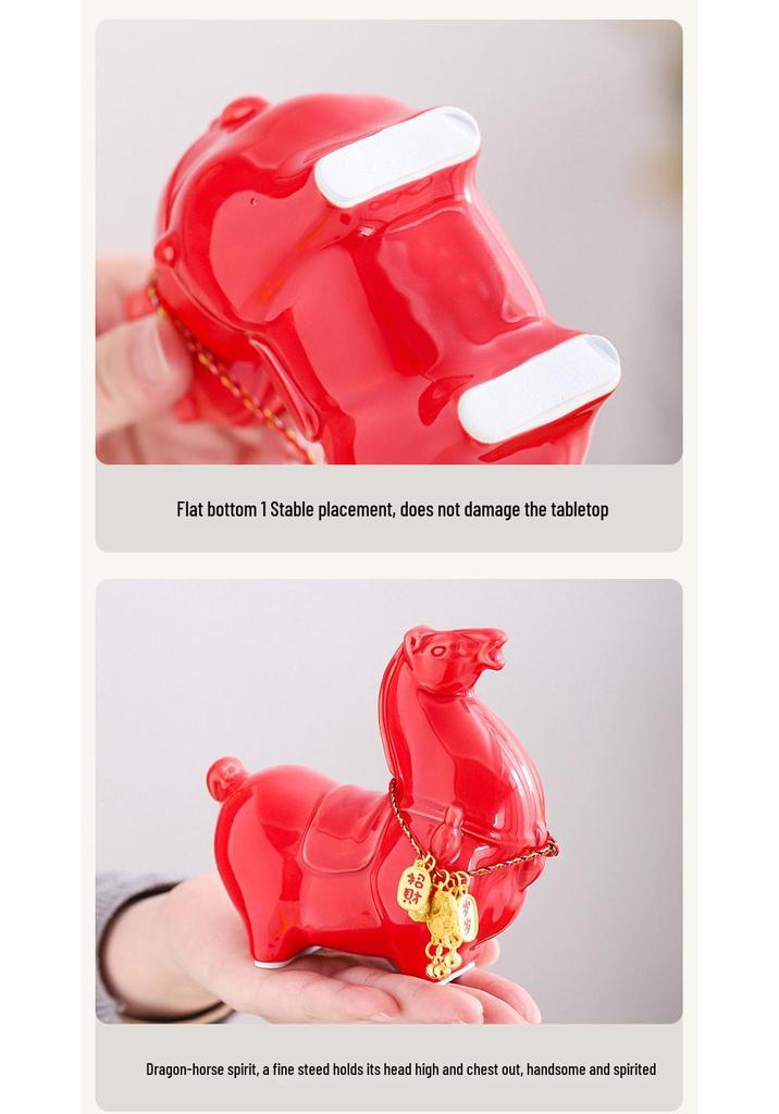 Ceramic Cultural Horse Ornament: Creative New Year & Spring Festival Gift, High-End Business Souvenir