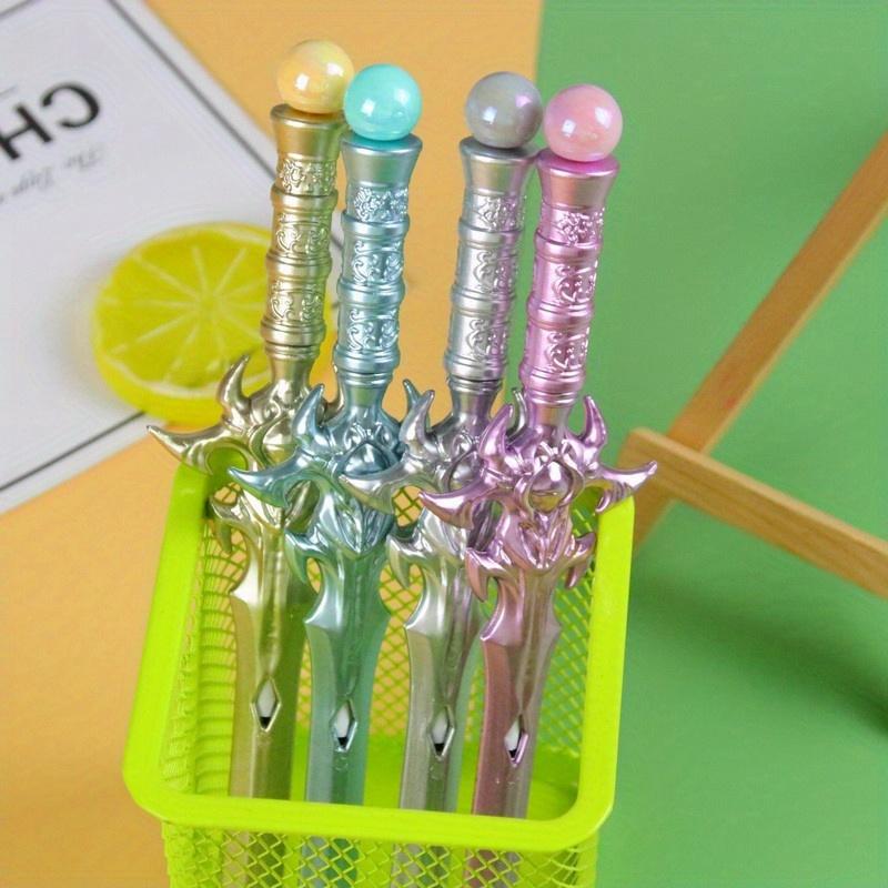12pcs 0.5mm Sword-shape Gel Pen Black 0.5mm Decompression Pen Anti-slip Grip Easy To Refill for Student Adult Gift Back To School