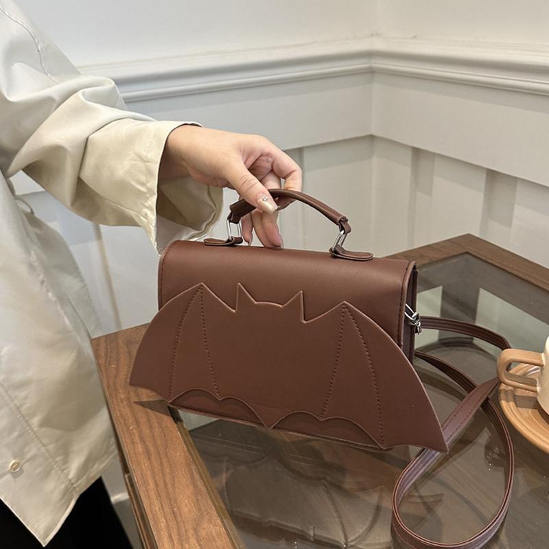 Yogodlns Gothic Women Shoulder Bag Bat Wing Ladies Top-handle Bags Creative Chic PU Leather Handbag Halloween Novelty Crossbody Bag Purse