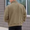 Mens Casual Solid Fleece Lined Long Sleeve Half Zip Stand Collar Polo Shirt