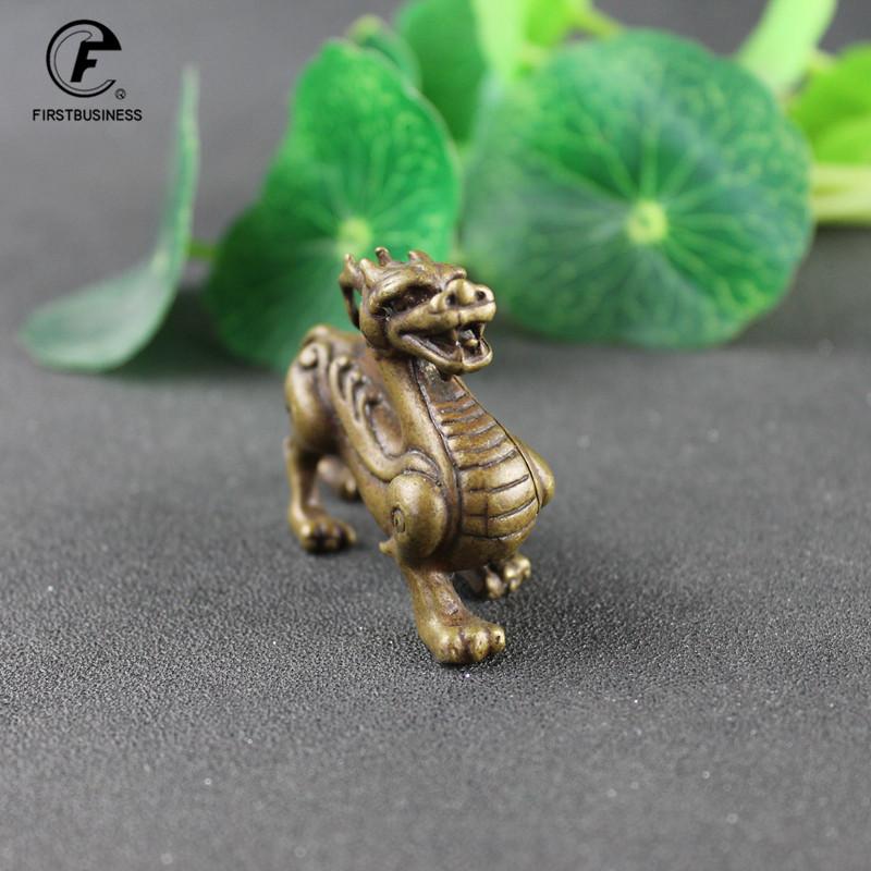 Antique Bronze Chinese Mythical Beast Qi Lin Statue 1 Pcs Copper Animal Ornaments Lucky Home Feng Shui Living Room Decorations