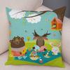 Cute Animal Pattern Cushion Cover Cartoon Friends Monkey Penguin Zebra Donkey Design Soft Square Pillow Home Decor Gift xcm