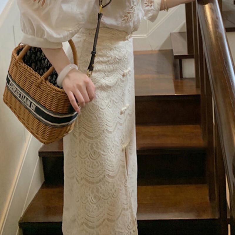 

JK&JS 2025 New Chinese Style Lace Top & Skirt L