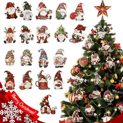 12pcs Christmas Santa Gnomes Paper Pendants Christmas Decorations For Home 2026 Christmas Tree Ornaments Navidad New Year Gifts