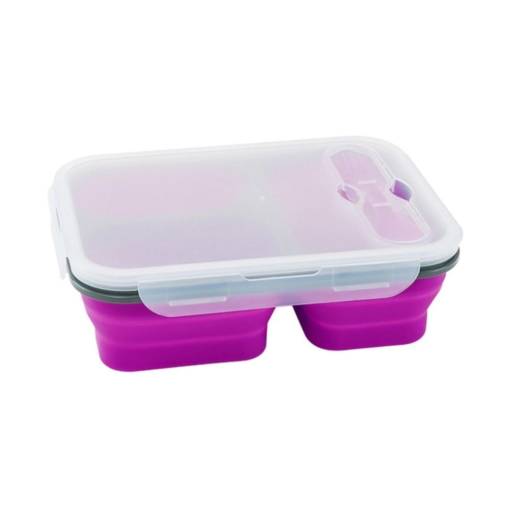 

Large Capacity Foldable Lunch Box with Spork 1350ml 3 Grids Food Storage Container Adult Purple 1350ml