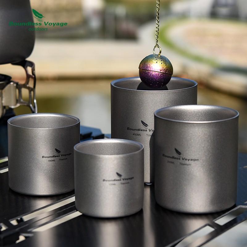 Pure Titanium Double Wall Insulated Travel Mug Coffee Tea Outdoor Camping Lightweight Thermal Cup