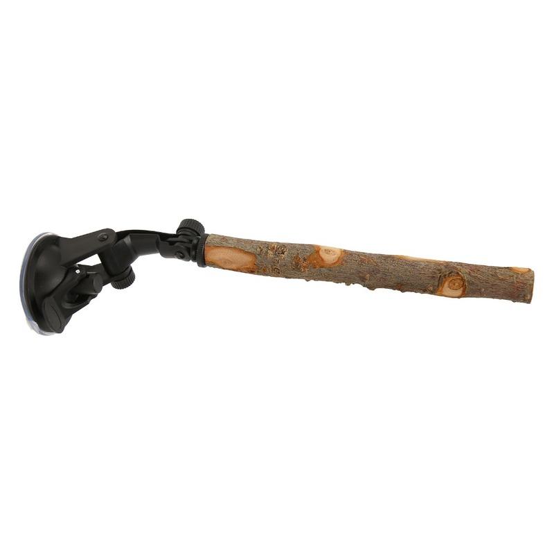 Bird Window Perch Non-Slip Bumpy Wood Parrot Perch Replaceable Suction Cups Easy Installation Adjustable Stand
