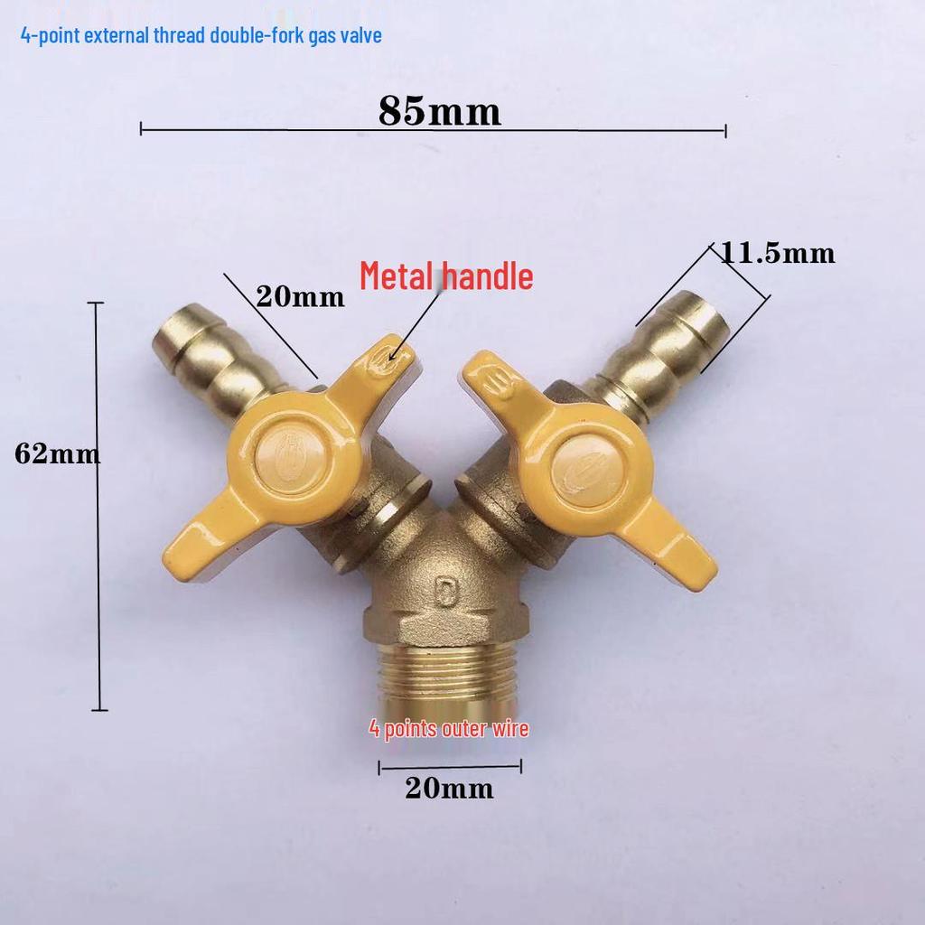 4-Point Y-Type Gas Valve Diverter & Flow Regulating Copper Ball Connector