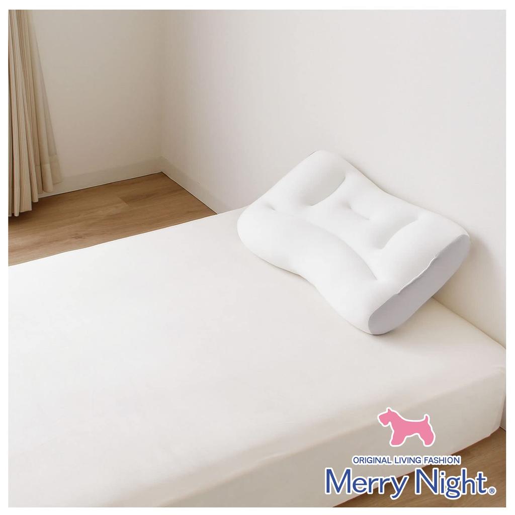Merry Night Mochi Mochi Fit Pillow, Ivory, Approx. 35 x 55 cm, Microbead Filling, Envelops the Head, Fit Type, Double-Sided, Suitable for Back and