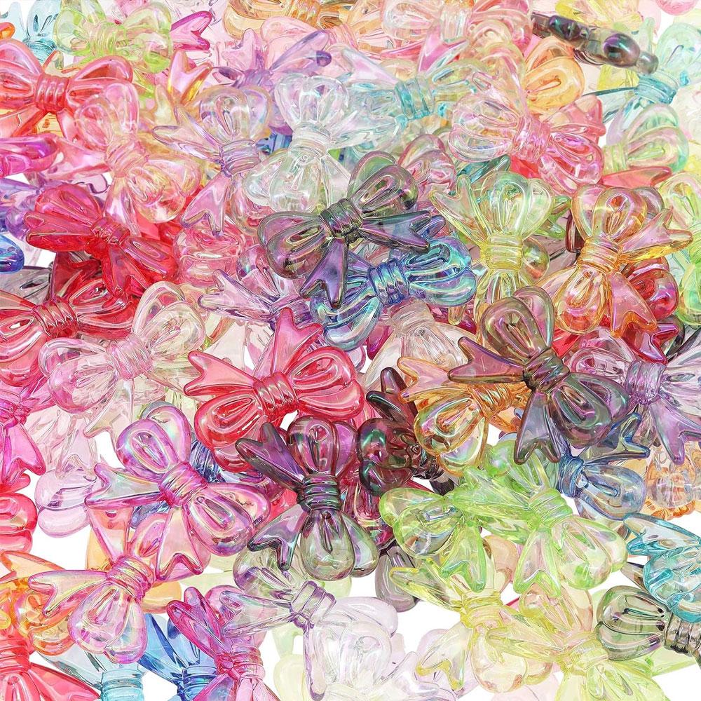 10/20/40 Stück 30 * 22 mm Acryl Schleifenperlen Transparente Farbe Perlen für Armband Halskette DIY Schmuckzubehör Sortierte Farbe