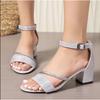 2025 Summer New High Heeled Sandals Fashion Round Toe Open Toe Ladies Shoes New Concise Fairy Style  Low Heel Square Heel Shoes