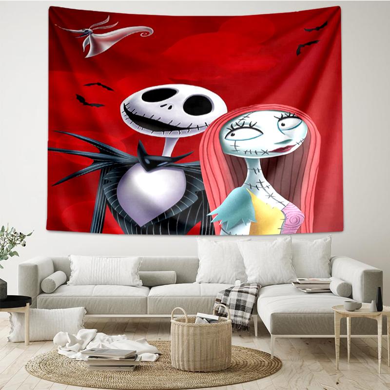 The-Nightmare-Before-Christmas Print Tapestry, Backdrop, Easy Setup, Ideal for Bedroom, Office & Living Room, with Aesthetic Wall Hanging Decor.