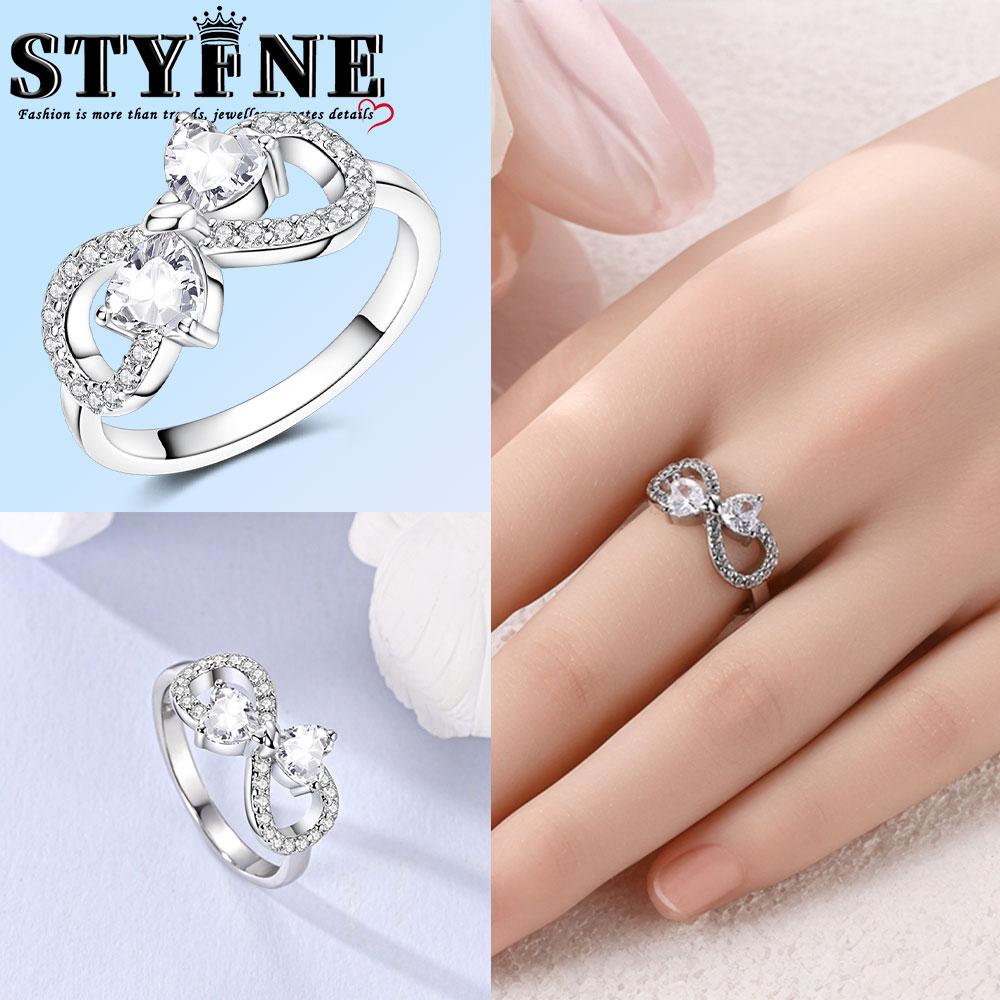 Valentine Day Engagement Ring copper Heart, Red, Pink, White, Blue Ring for Women Holiday Jewellery Gift High Quality