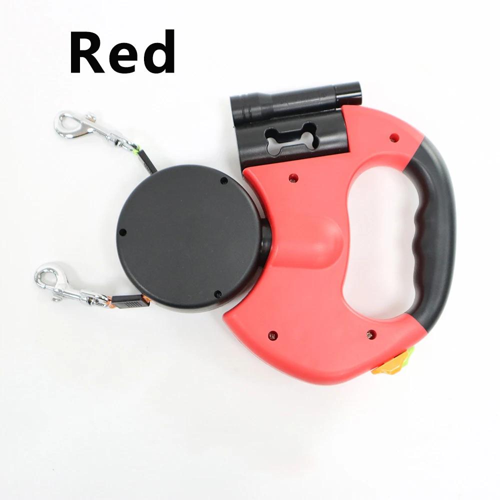 Non-Toxic Retractable Dual Doggie Leash With Led Light 360 Swivel No Tangle For Each Dog Independent Braking With 3M Reflective Leads