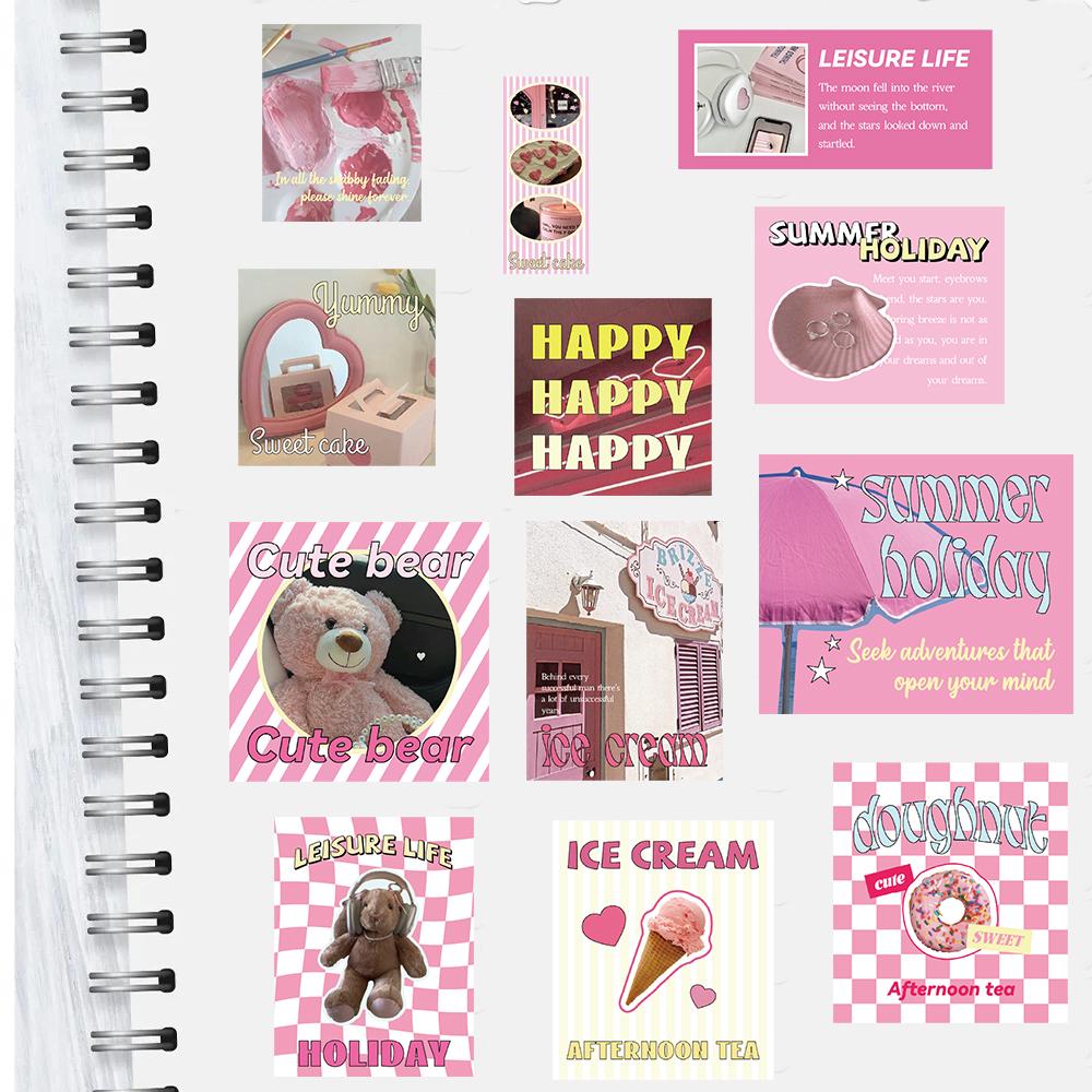 30PCS Pink Holiday Posters Harajuku Art Picture DIY Skateboard Gifts Cartoon Waterproof Aesthetic Nostalgia Wall Phone Decor