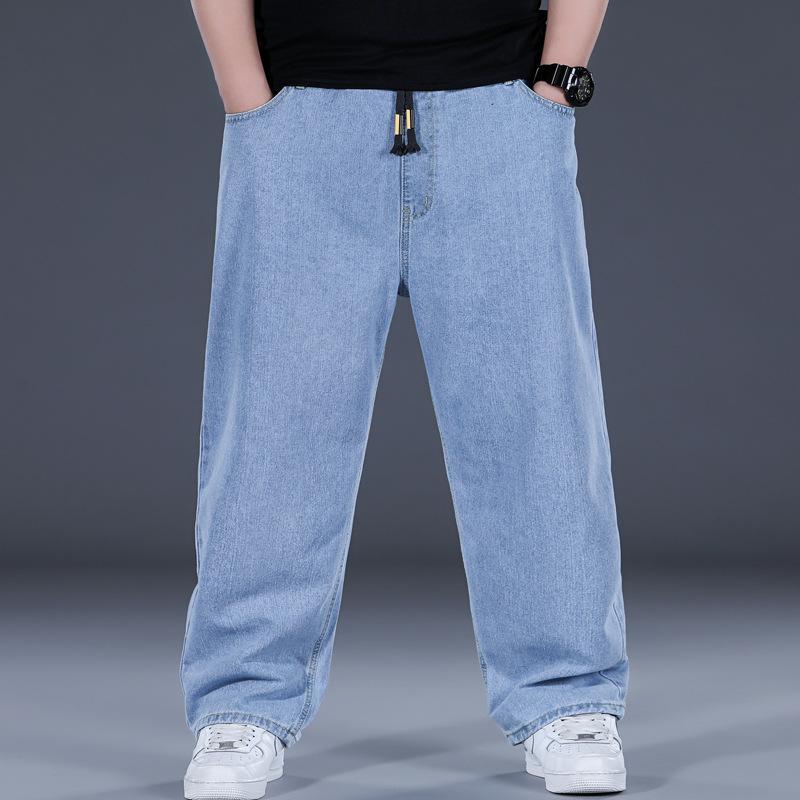 Herren Jeans mit lockerem geradem Bein und elastischem Bund – dicker Stoff, Übergrößen Hose