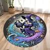 Cartoon Halloween Round Witch Area Rug,Round Carpets Rug for Living Room Children's Room,Kids Play Non-slip Floor Mats Gift