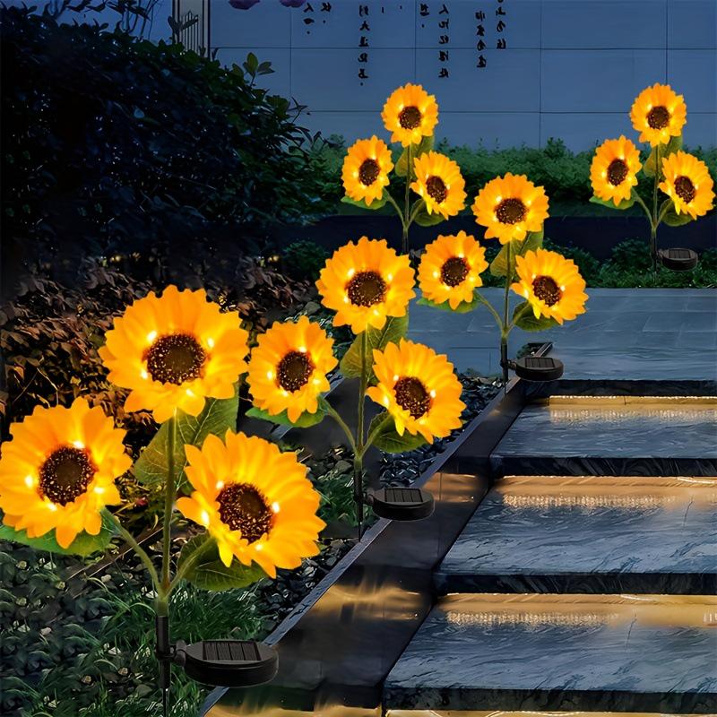 3-Head Solar Sunflower Garden Lamp: Outdoor Lawn Stake Decoration