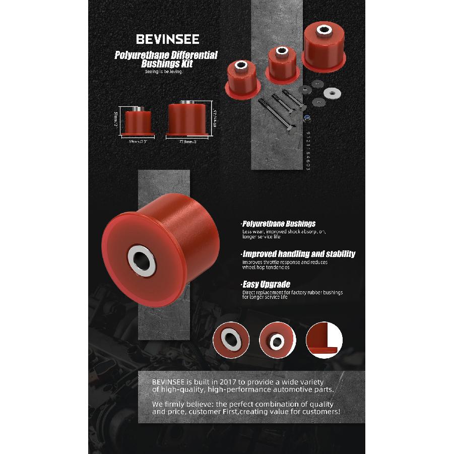 80A Polyurethane Differential Mount Bushings for BMW E46 Z4 E85, Replace for 33176770788,33176751808,33171093175,33171093565