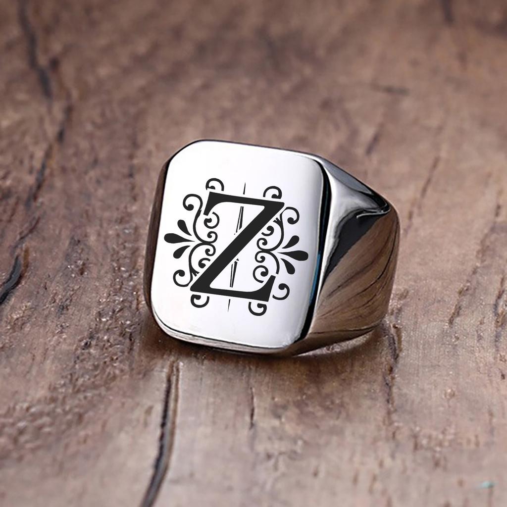 Herrenring, Sigent-Ringe, Alphabet-Ring aus Edelstahl für Herren, Vatertagsgeschenk