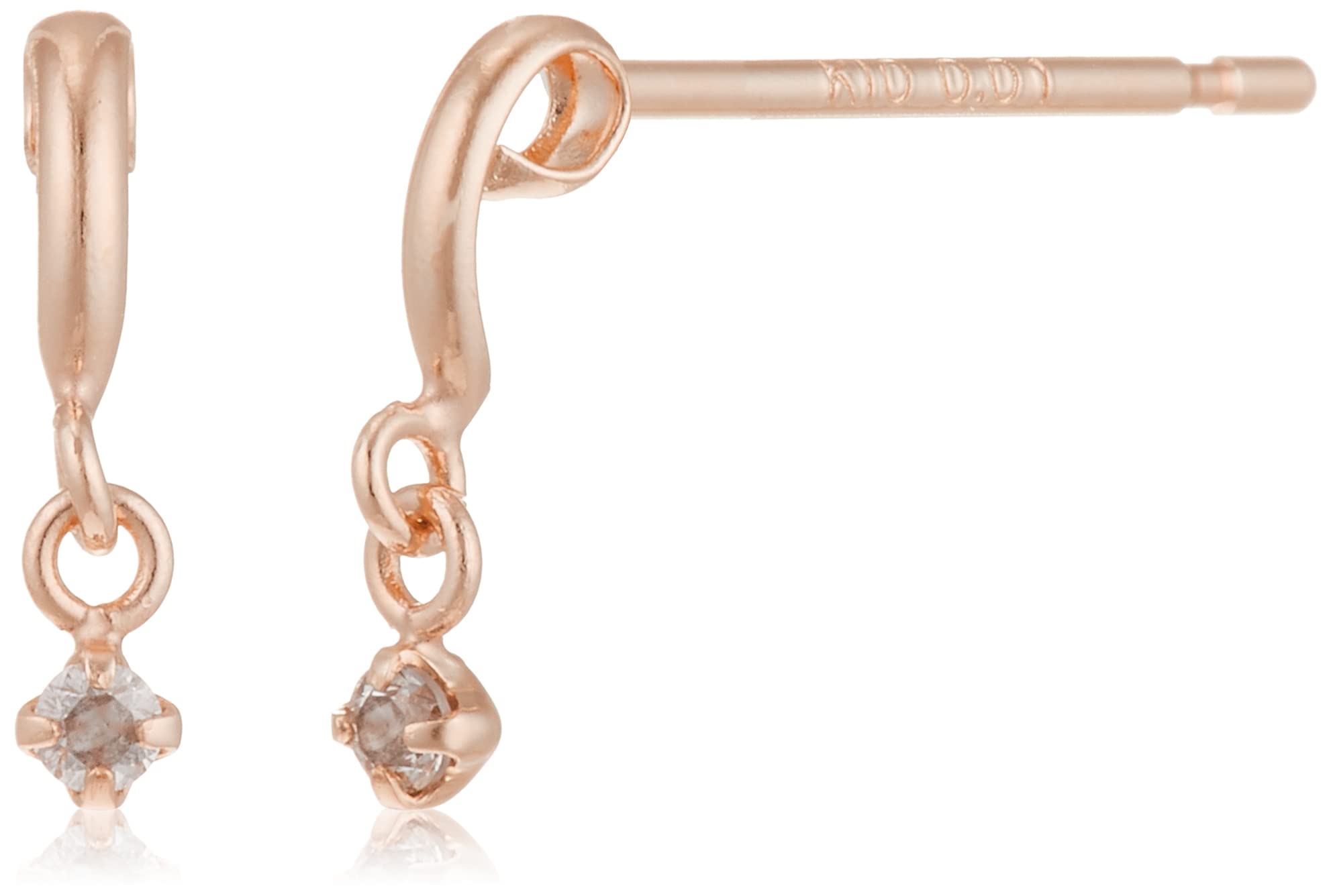 

ESTELLE [Official] Women s Earrings, 10K Pink Gold with Diamonds, 0212-1447-0022-0000
