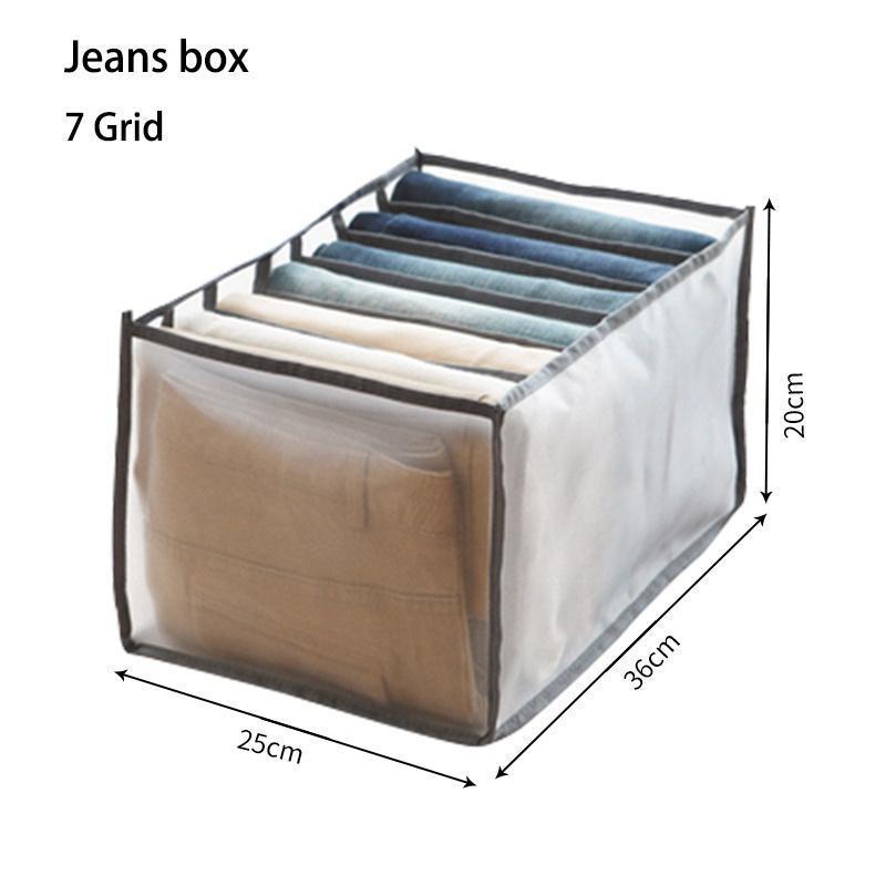 6/7/9/11 Grids Washable Jeans Compartment Storage Box Closet Clothes Drawer Mesh Separation Box Stacking Pants Storage Artifact