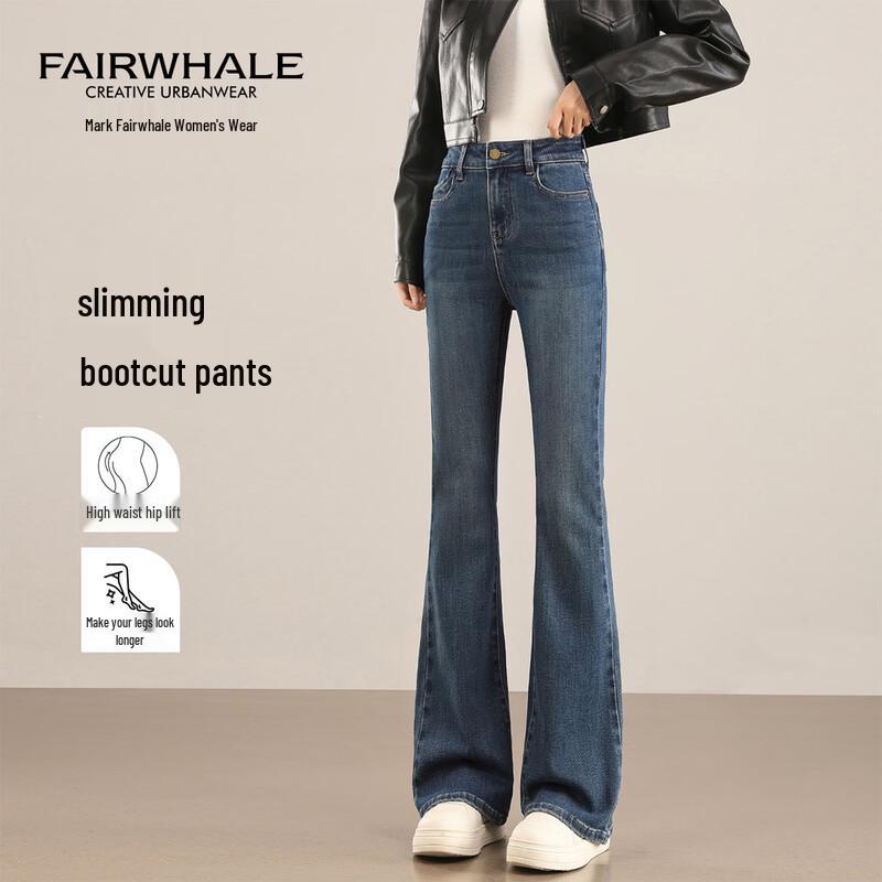 Mark Hua Fei Women s High-Waist Flared Jeans 28 ретро синий